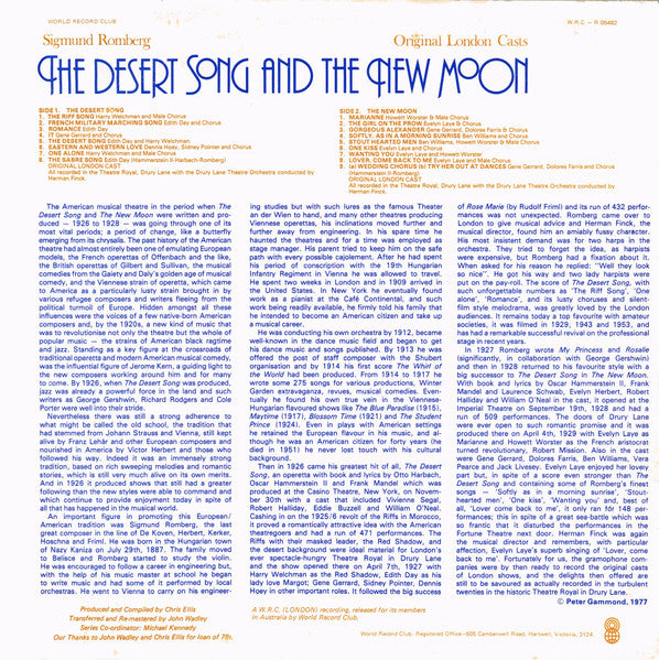 Sigmund Romberg : The Desert Song and The New Moon (Original London Casts) (LP, Album, Comp, Mono, Club)