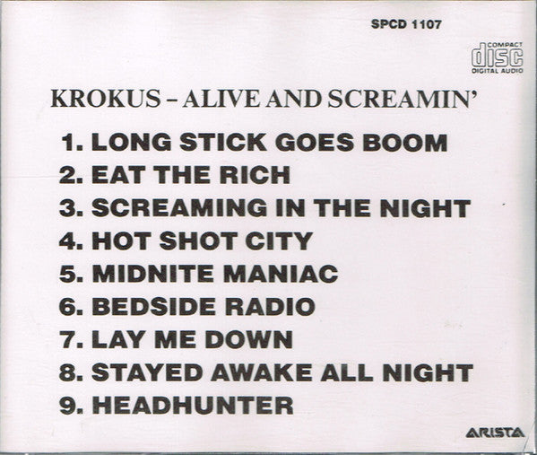 Krokus : Alive And Screamin' (CD, Album)