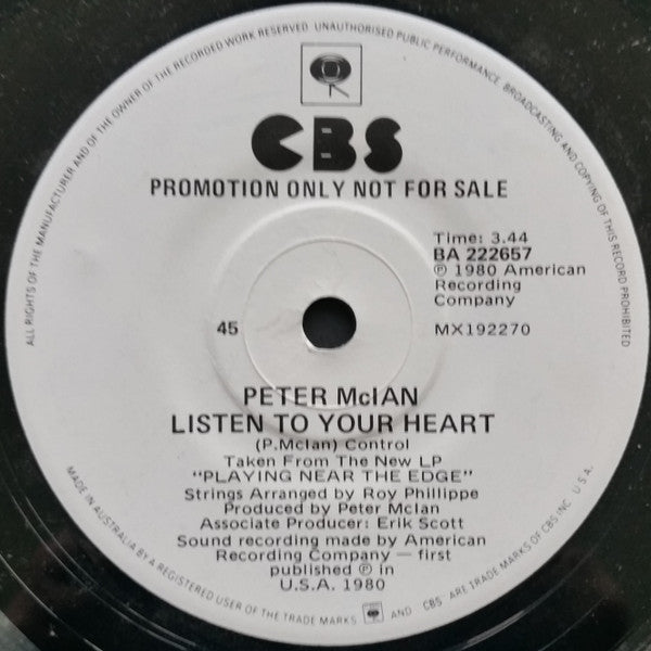 Peter McIan : Solitaire (7", Single, Promo)