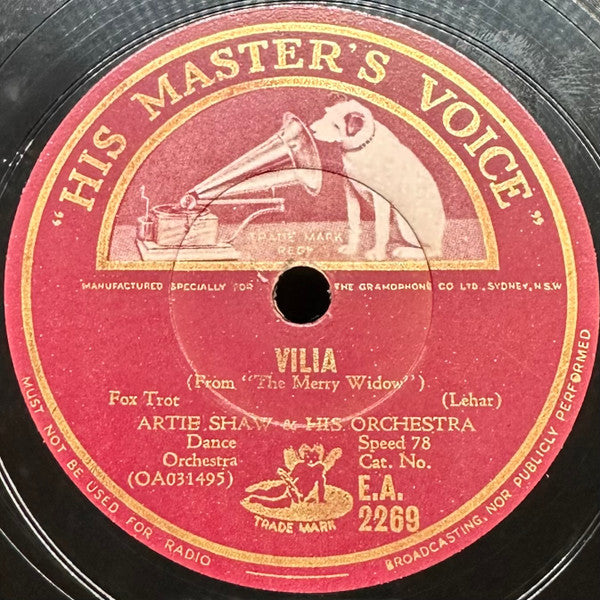 Artie Shaw & His Orchestra* : Vilia / The Man I Love (Shellac, 10")