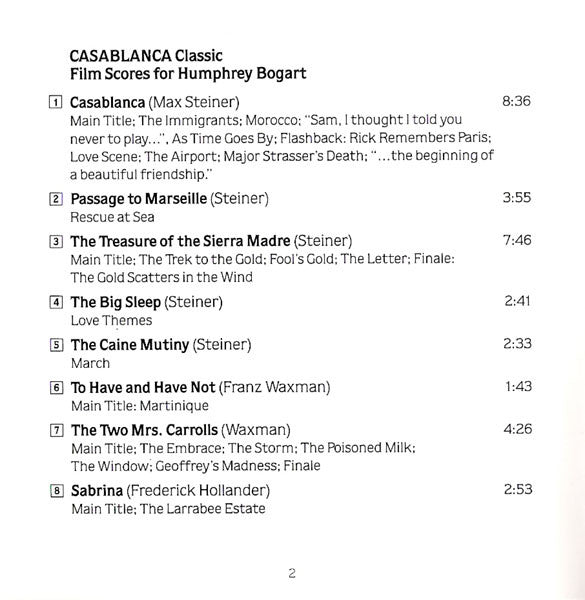 Charles Gerhardt, National Philharmonic Orchestra : Casablanca - Classic Film Scores For Humphrey Bogart (CD, Album, RE, RM, Dol)