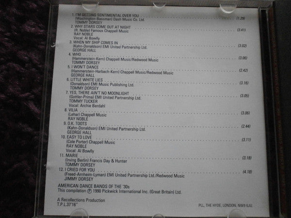 Various : American Dance Bands Of The 30's (CD, Comp)