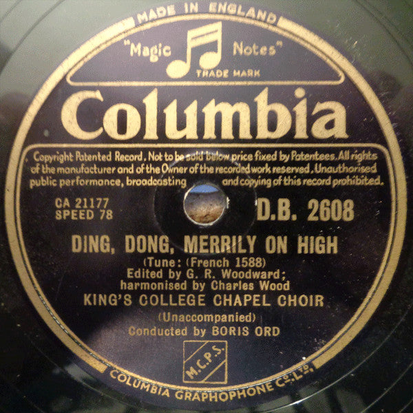 The King's College Choir Of Cambridge : Ding, Dong, Merrily On High (Shellac, 10")