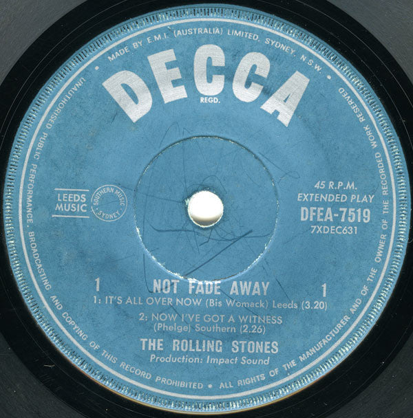 The Rolling Stones : Not Fade Away (7", EP)