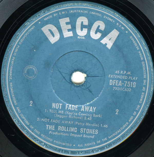 The Rolling Stones : Not Fade Away (7", EP, Mono)