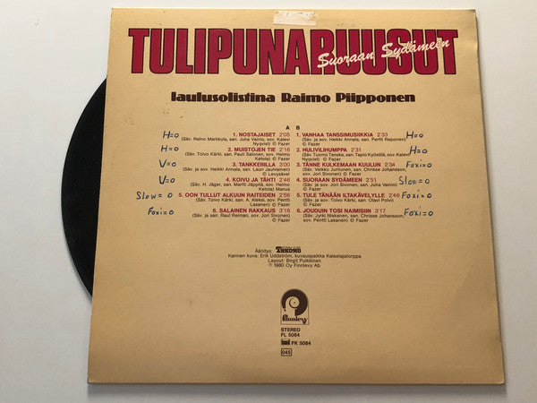 Tulipunaruusut Laulusolistina Raimo Piipponen : Suoraan Sydämeen (LP, Album)