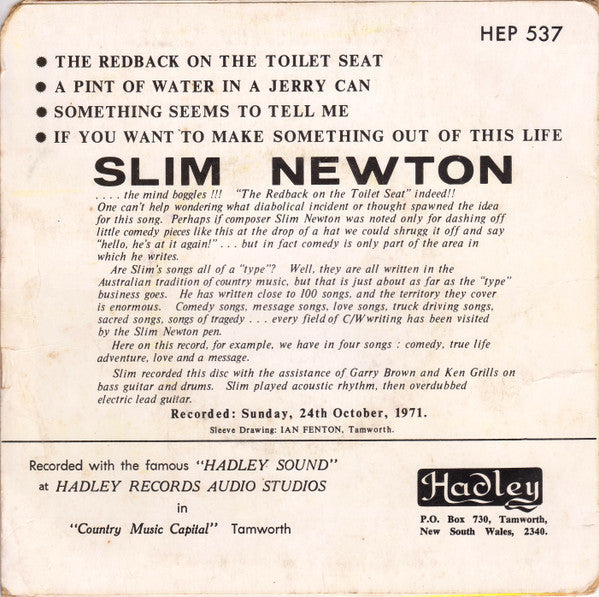 Slim Newton : The Redback On The Toilet Seat (7", EP)