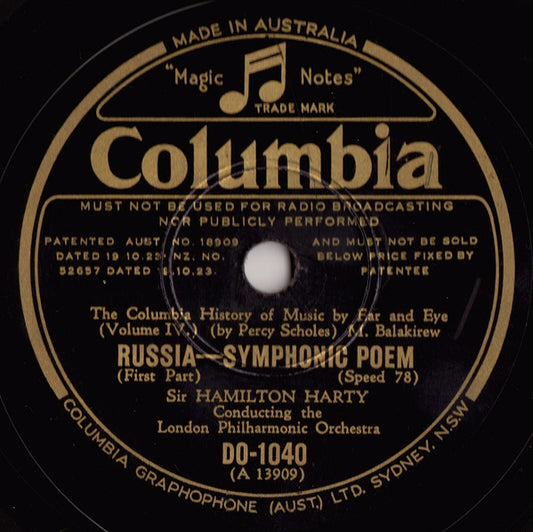Mily Balakirev, Sir Hamilton Harty, London Philharmonic Orchestra : Russia – Symphonic Poem (2xShellac, 10")