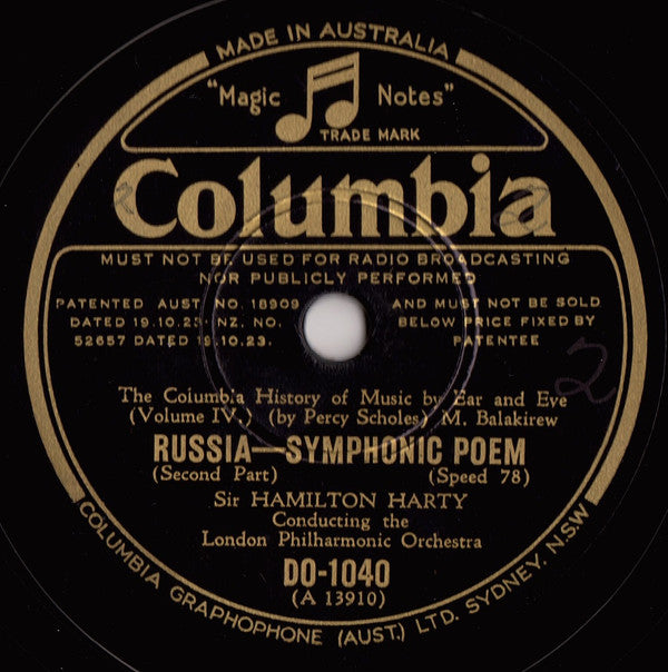 Mily Balakirev, Sir Hamilton Harty, London Philharmonic Orchestra : Russia – Symphonic Poem (2xShellac, 10")