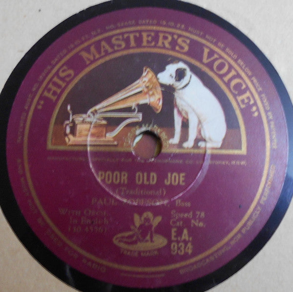 Paul Robeson : Poor Old Joe / My Old Kentucky Home (Shellac, 10")