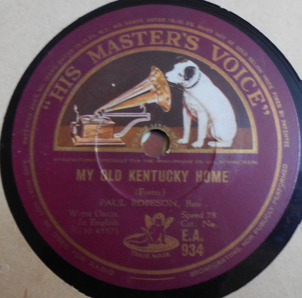 Paul Robeson : Poor Old Joe / My Old Kentucky Home (Shellac, 10")
