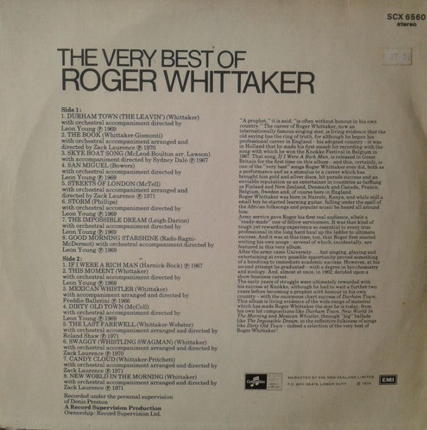 Roger Whittaker : The Very Best Of Roger Whittaker (LP, Comp)