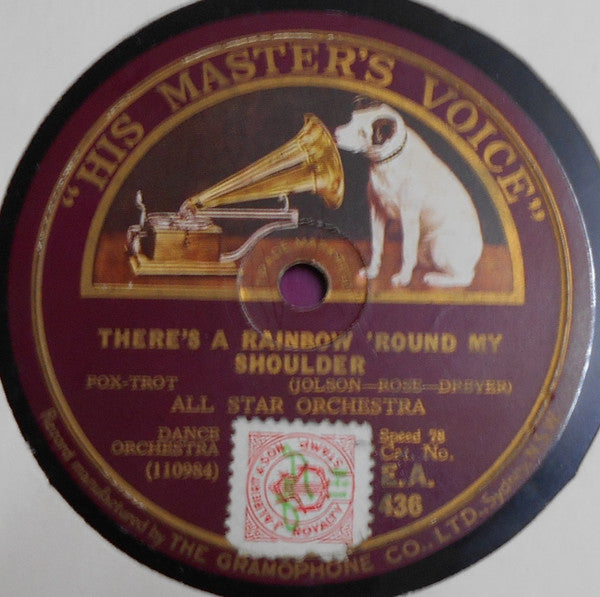 All Star Orchestra : There's A Rainbow 'Round My Shoulder / She Didn't Say "Yes," She Didn't Say "No" (Shellac, 10")