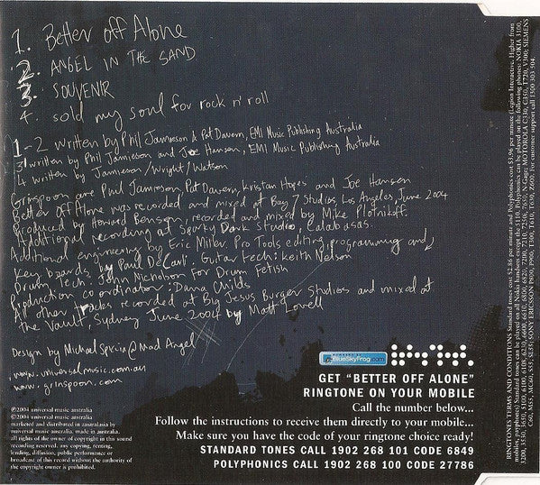 Grinspoon : Better Off Alone (CD, Single)