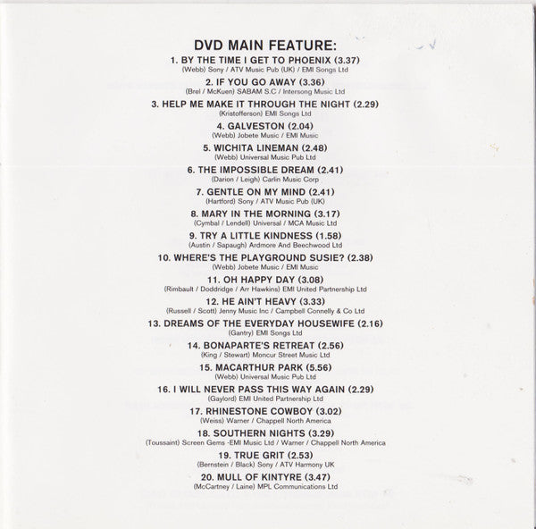 Glen Campbell : Through The Years Live   (DVD-V, PAL + CD, Comp)