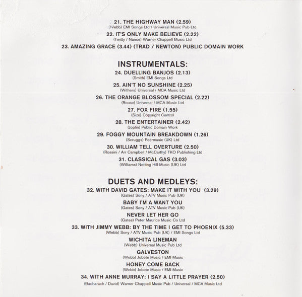 Glen Campbell : Through The Years Live   (DVD-V, PAL + CD, Comp)