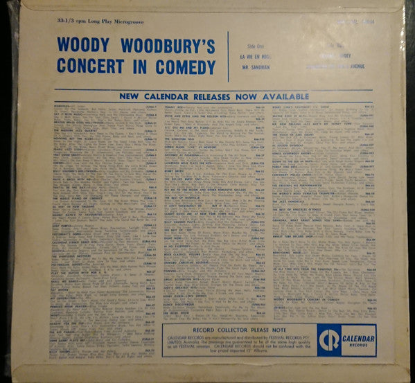 Woody Woodbury : Woody Woodbury's Concert In Comedy (LP, Mono, RE)