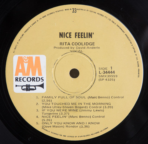 Rita Coolidge : Nice Feelin' (LP, Album, Gat)