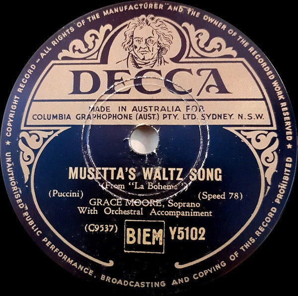 Grace Moore : Musetta's Waltz Song / Funiculi, Funicula (Shellac, 10")