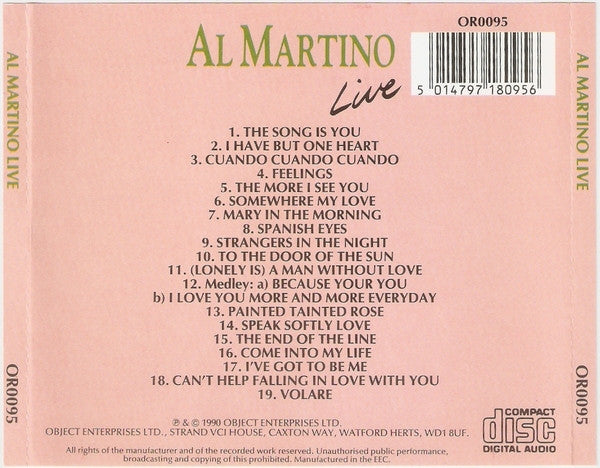 Al Martino : Al Martino Live (CD, Comp, MP)