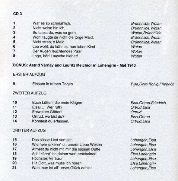 Richard Wagner - Varnay*, Traubel*, Melchior*, Schorr*, Thorborg*, Kipnis*, E. Leinsdorf* : Die Walküre (3xCD, RE, RM)