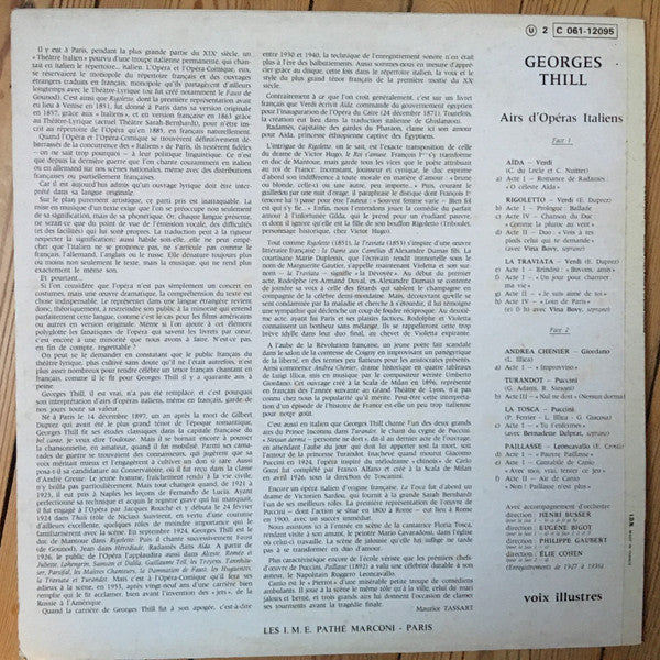 Georges Thill : Airs D'Opéras Italiens (LP, Comp)