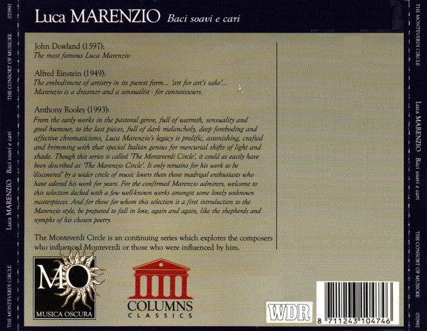 Luca Marenzio, The Consort Of Musicke : Baci Soavi e Cari (CD, Album)