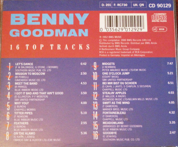 Benny Goodman : 16 Top Tracks (CD, RE, RM)