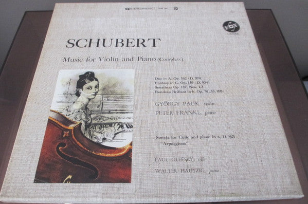 György Pauk, Peter Frankl, Paul Olefsky, Walter Hautzig : Schubert Music for Violin and Piano (complete) (3xLP + Box)