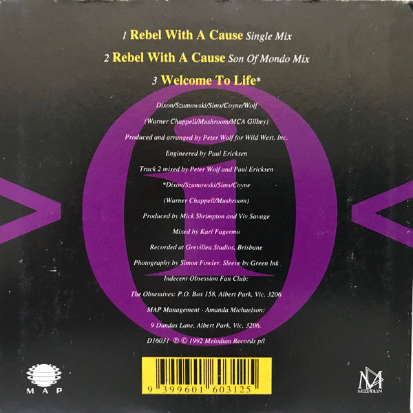 Indecent Obsession : Rebel With A Cause (CD, Single)