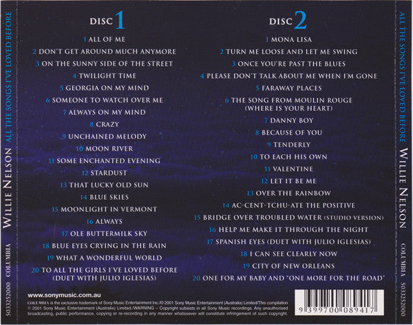 Willie Nelson : All The Songs I've Loved Before (40 Unforgettable Songs) (2xCD, Comp)