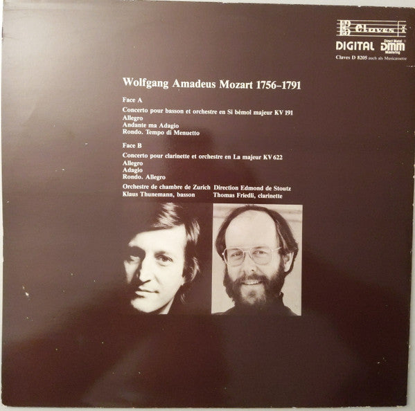 Wolfgang Amadeus Mozart, Klaus Thunemann, Thomas Friedli, Edmond De Stoutz, Zürcher Kammerorchester : Fagottkonzert B-dur, KV 191 / Klarinettenkonzert A-dur, KV 622 (LP)