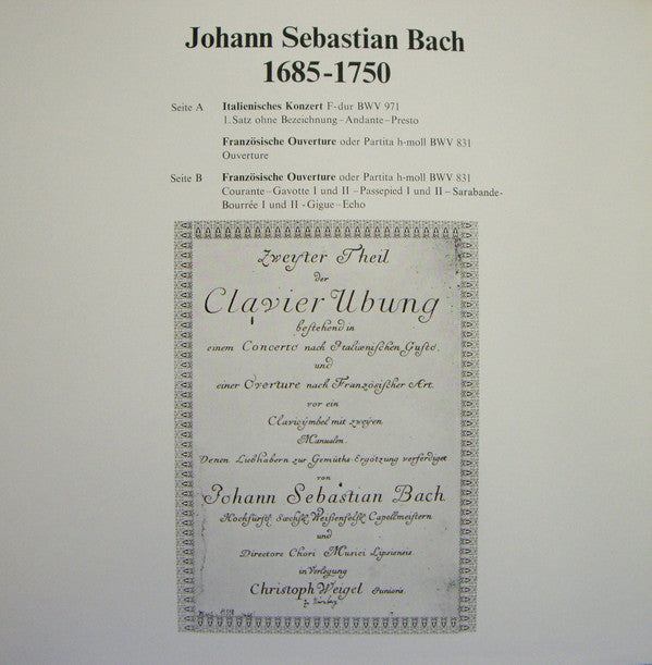 Johann Sebastian Bach, Jörg Ewald Dähler : Clavierübung 2. Teil / Italienisches Konzert BWV 971 / Französische Ouverture BWV 831 (LP, Gat)