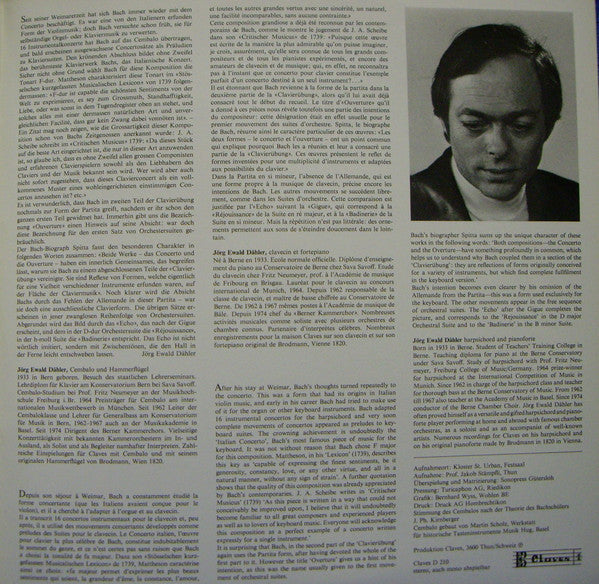 Johann Sebastian Bach, Jörg Ewald Dähler : Clavierübung 2. Teil / Italienisches Konzert BWV 971 / Französische Ouverture BWV 831 (LP, Gat)