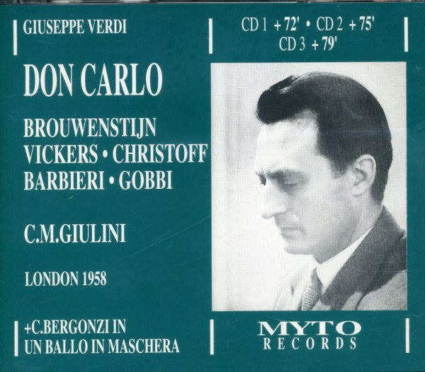 Giuseppe Verdi - Brouwenstijn*, Vickers*, Christoff*, Barbieri*, Gobbi*, C.M. Giulini* : Don Carlo (3xCD, RE, RM)