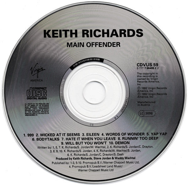 Keith Richards : Main Offender (CD, Album)