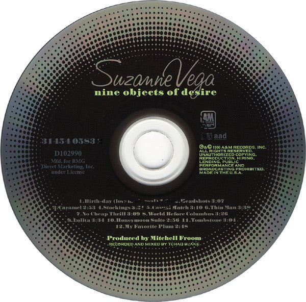 Suzanne Vega : Nine Objects Of Desire (CD, Album, Club, PMD)