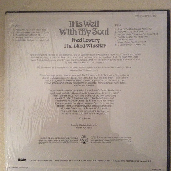 Fred Lowery (2) : It Is Well With My Soul (LP, Album)