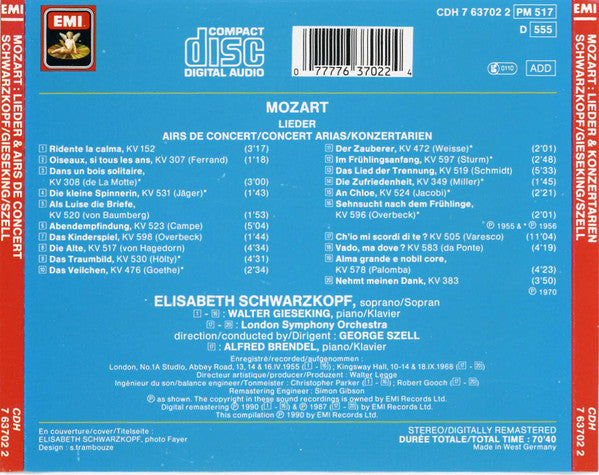 Mozart*, Elisabeth Schwarzkopf, Walter Gieseking, London Symphony Orchestra, George Szell • Alfred Brendel : Lieder, Konzertarien = Airs De Concert = Concert Arias (CD, Comp, Mono, RM)