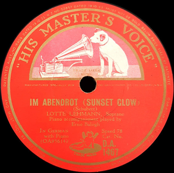 Lotte Lehmann : Ungeduld (Impatience) / Im Abendrot (Sunset Glow) (Shellac, 10")