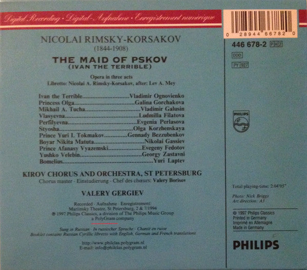 Rimsky-Korsakov* - Galina Gorchakova · Ognovienko* · Galusin* · Kirov Opera* & Orchestra* · Mariinsky Theatre, St Petersburg* · Valery Gergiev : The Maid Of Pskov (Ivan The Terrible) (2xCD, Album + Box, Sli)