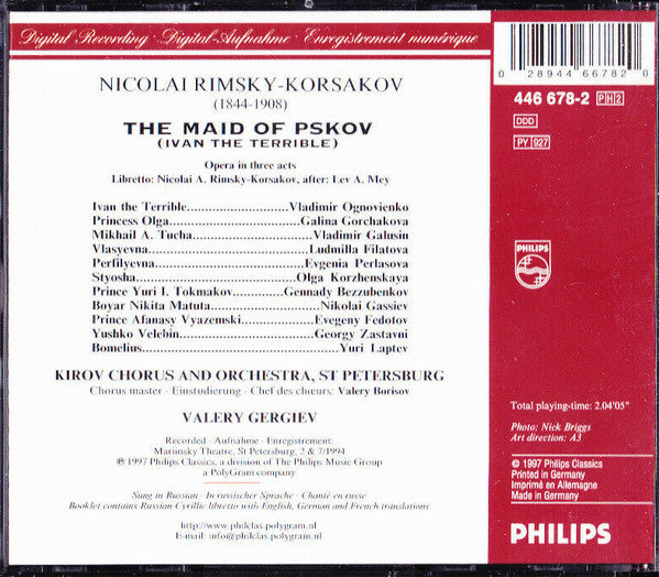 Rimsky-Korsakov* - Galina Gorchakova · Ognovienko* · Galusin* · Kirov Opera* & Orchestra* · Mariinsky Theatre, St Petersburg* · Valery Gergiev : The Maid Of Pskov (Ivan The Terrible) (2xCD, Album + Box, Sli)