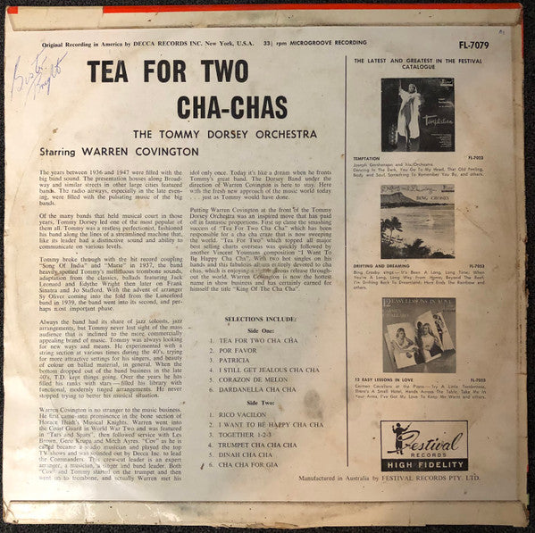 Tommy Dorsey And His Orchestra Starring Warren Covington : Tea For Two Cha Chas (LP, Album)
