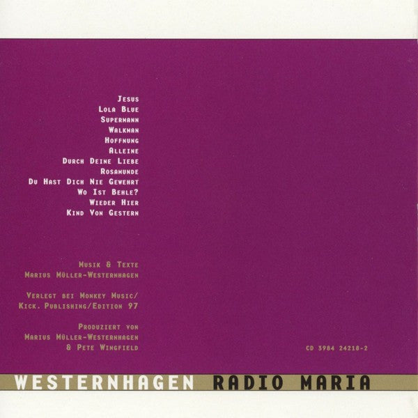 Westernhagen* : Radio Maria (CD, Album)