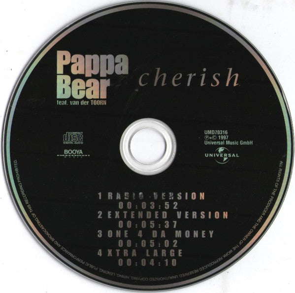 Pappa Bear Feat. Jan van der Toorn : Cherish (CD, Single)