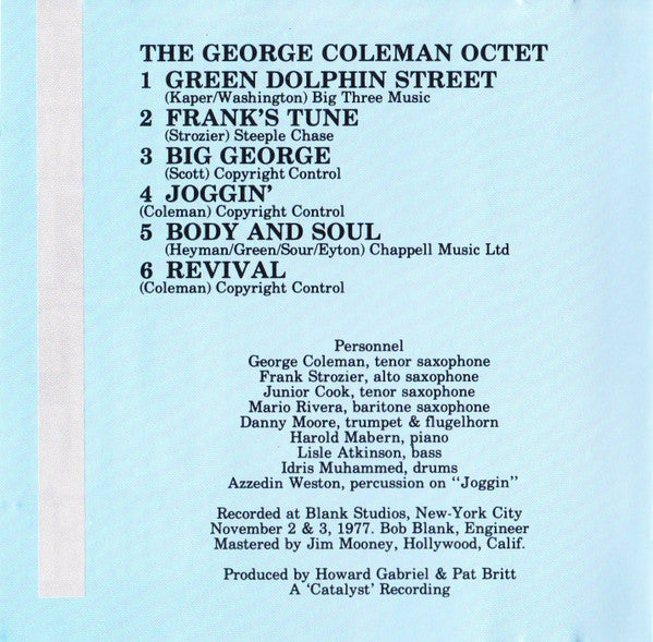 The George Coleman Octet : Big George (CD, Album, RE)