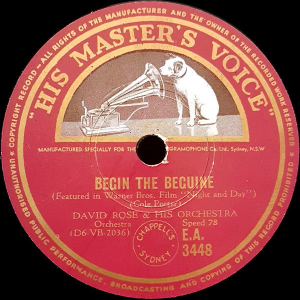 David Rose & His Orchestra : Begin The Beguine / Night And Day (Shellac, 10")