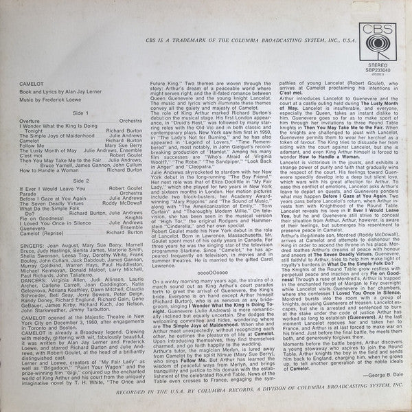 Richard Burton (2), Julie Andrews, Robert Goulet : Camelot - Original Broadway Cast (LP, Album, RE)