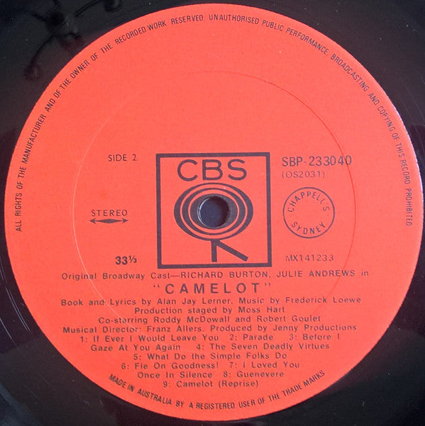 Richard Burton (2), Julie Andrews, Robert Goulet : Camelot - Original Broadway Cast (LP, Album, RE)