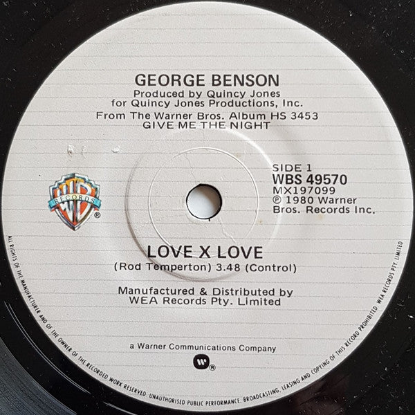 George Benson : Love X Love (7", Single)